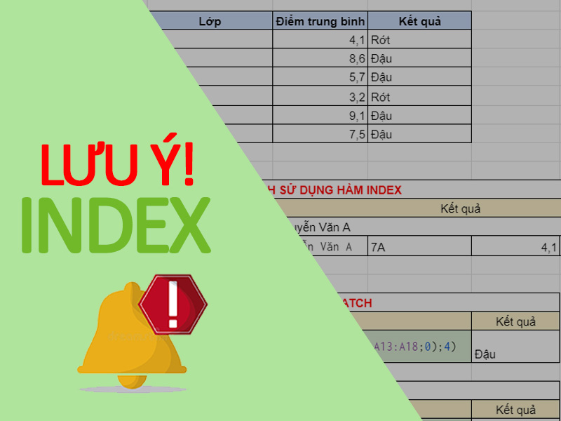 Lưu ý gì khi sử dụng hàm Index